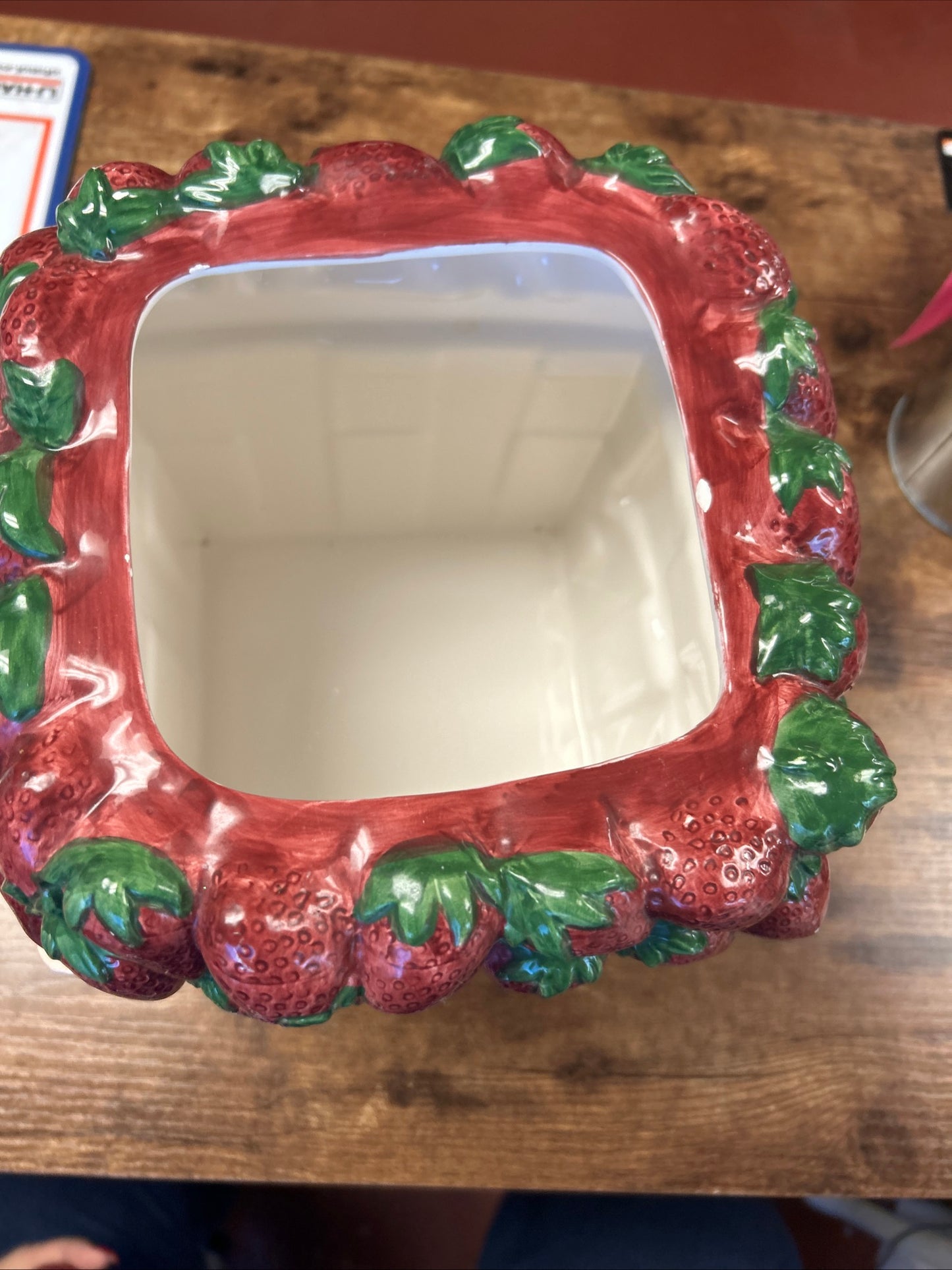 Peggy Jo Ackley Strawberries Cookie Jar in a Basket Country