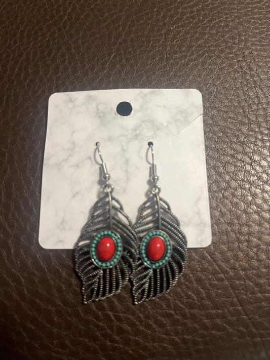 Metal Feather Earrings