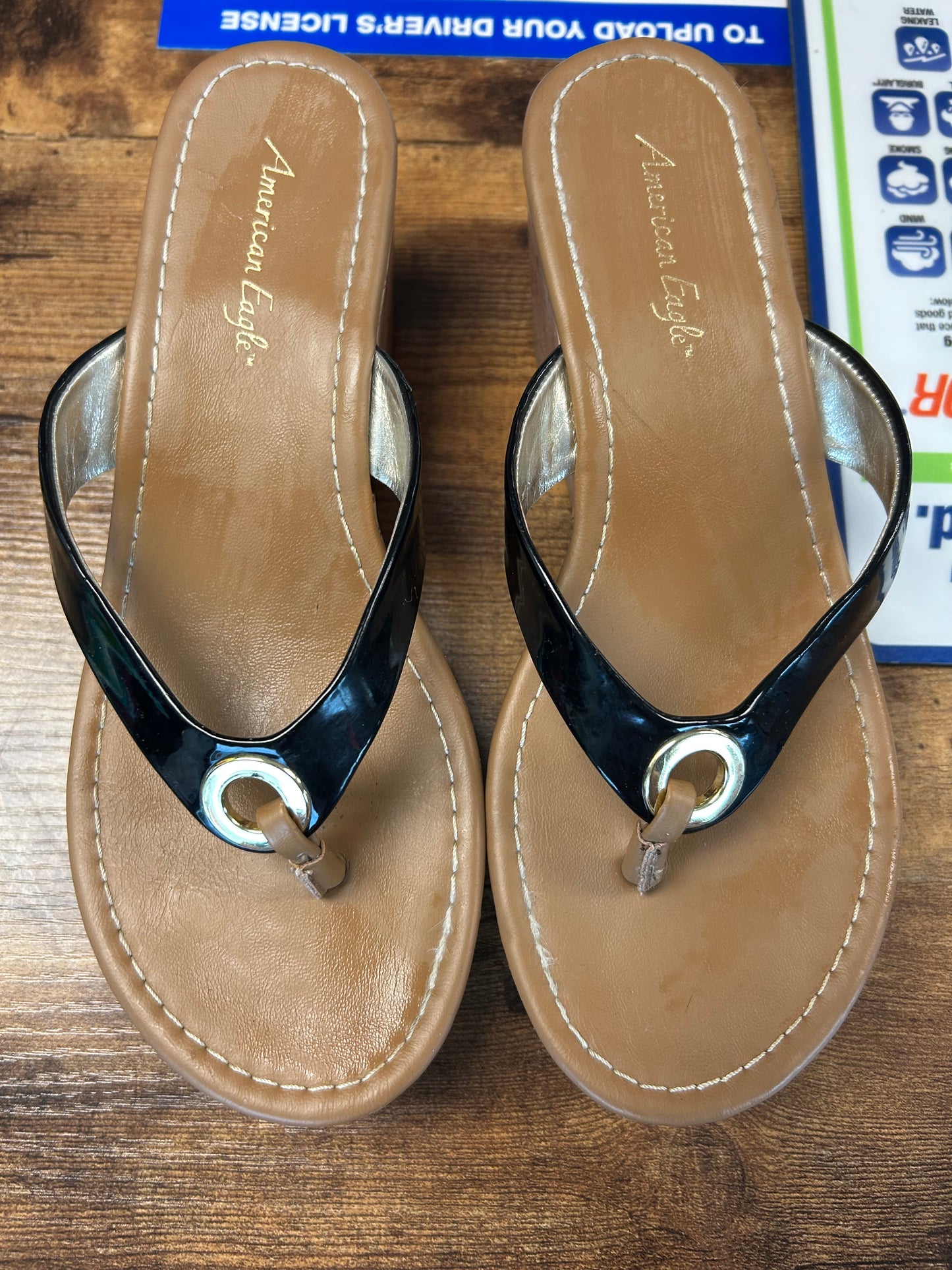 American Eagle Black Wedge Sandals size 6.5