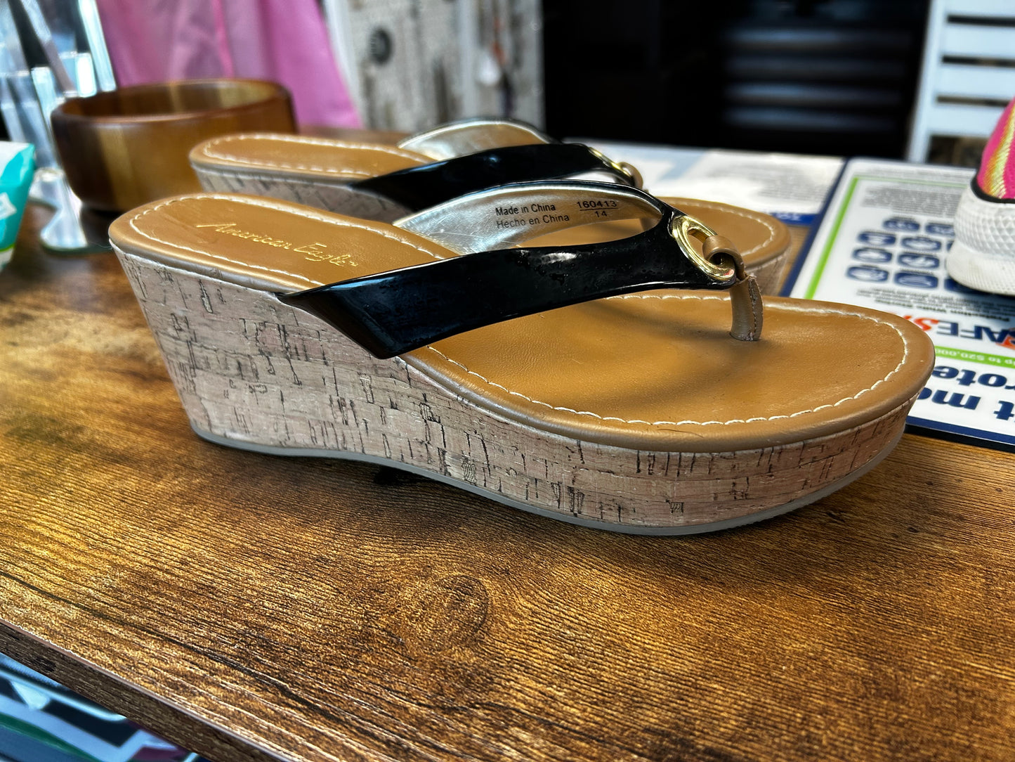 American Eagle Black Wedge Sandals size 6.5