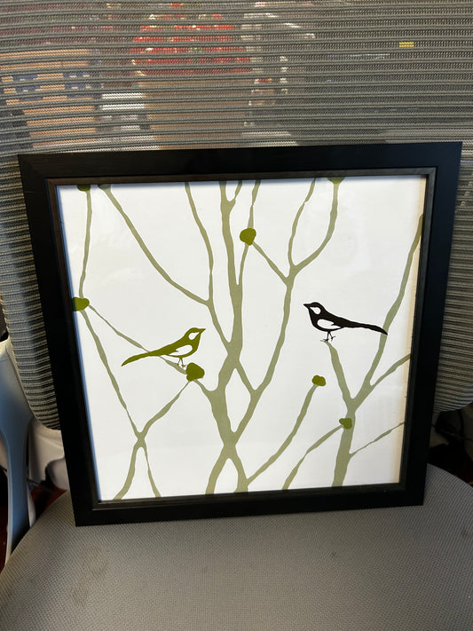 Framed artwork "Little Bird" by artist Erin Clark