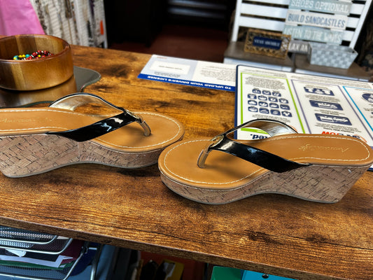 American Eagle Black Wedge Sandals size 6.5