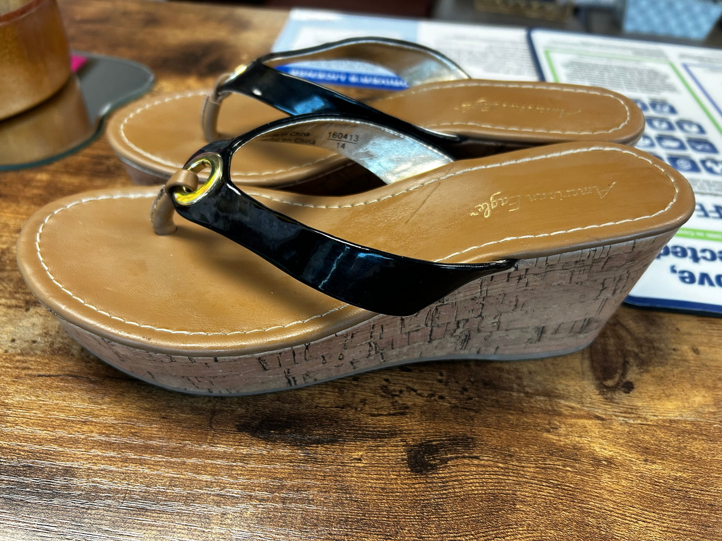 American Eagle Black Wedge Sandals size 6.5