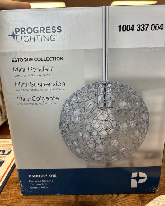 Mini Pendant Crystal Glass Accents Hanging Light