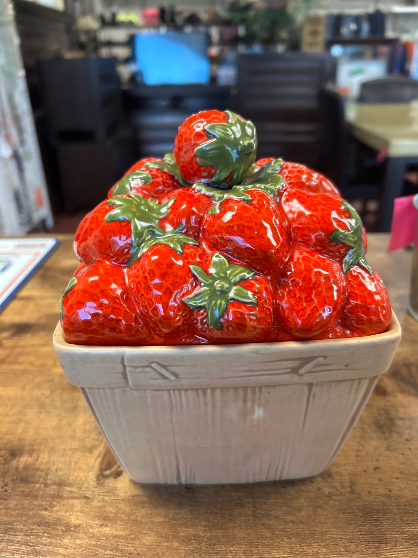Vintage Strawberry Basket Cookie Jar