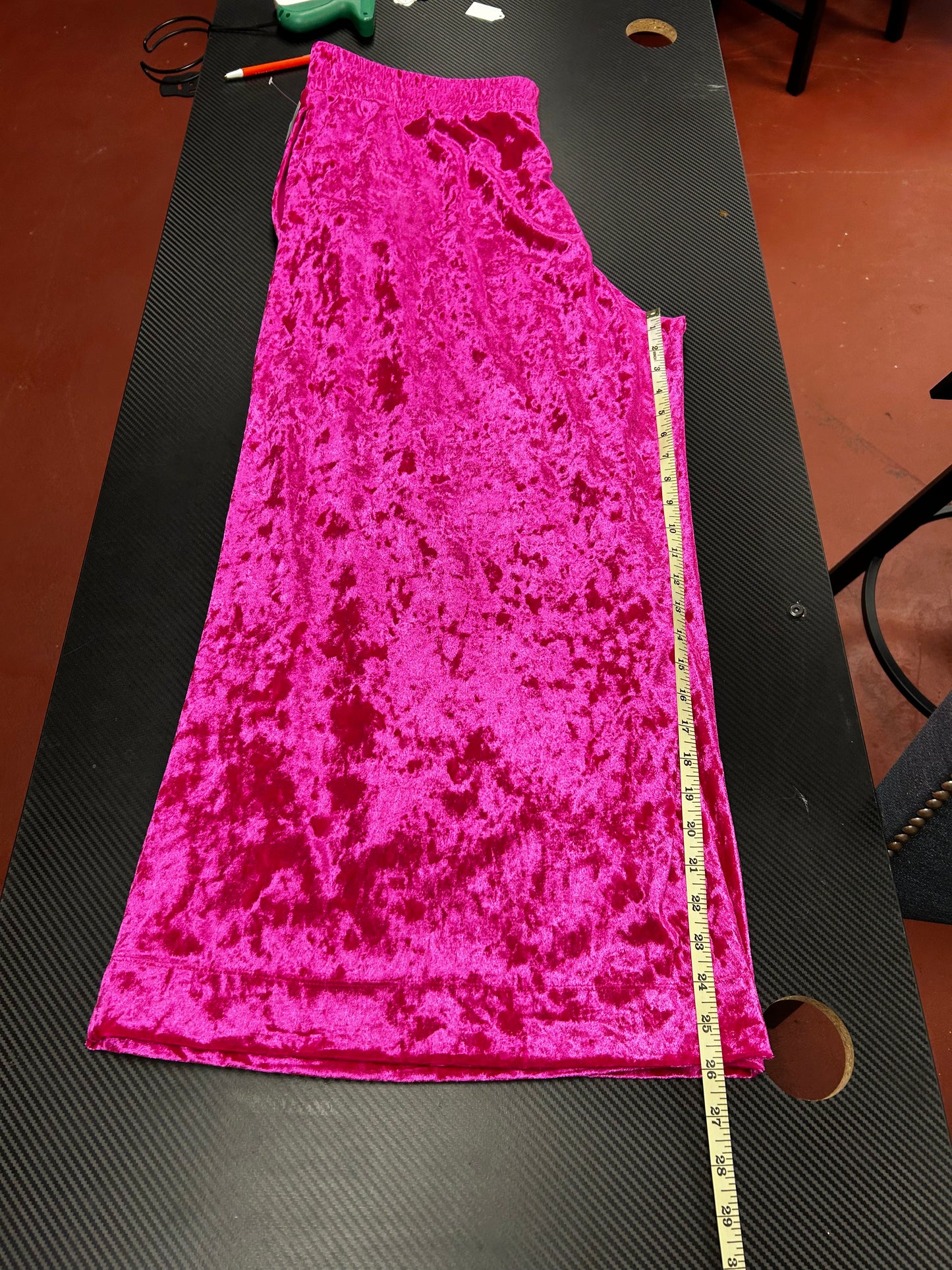 Fuchsia Crushed Velvet Wide Leg Pants 1x