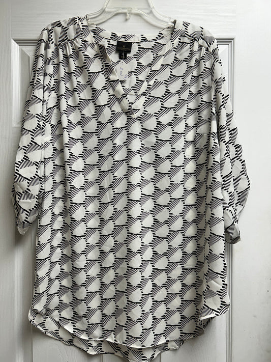 Worthington Black & White 3/4 Sleeve Blouse 0x