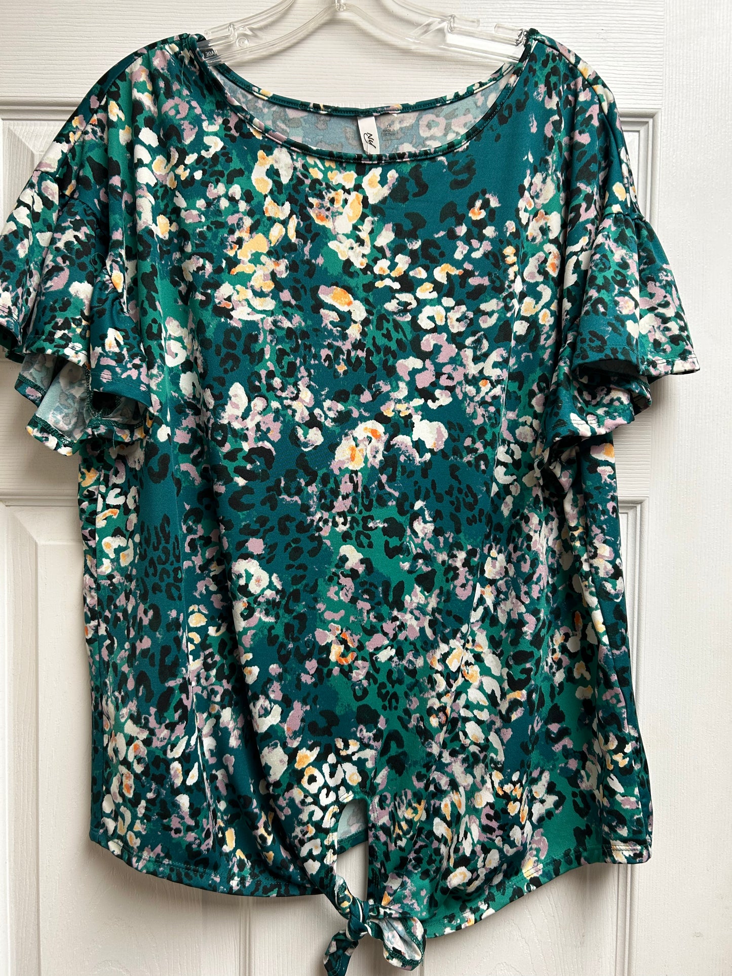 NY Collection Green Floral Blouse 1x