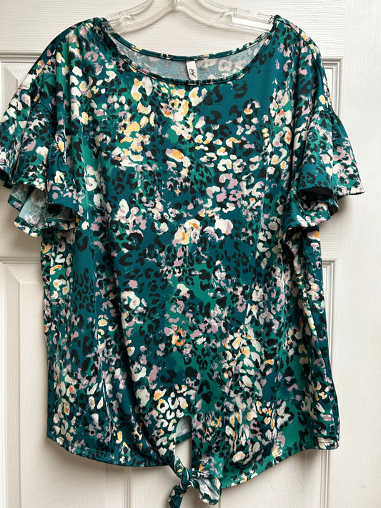 NY Collection Green Floral Blouse 1x