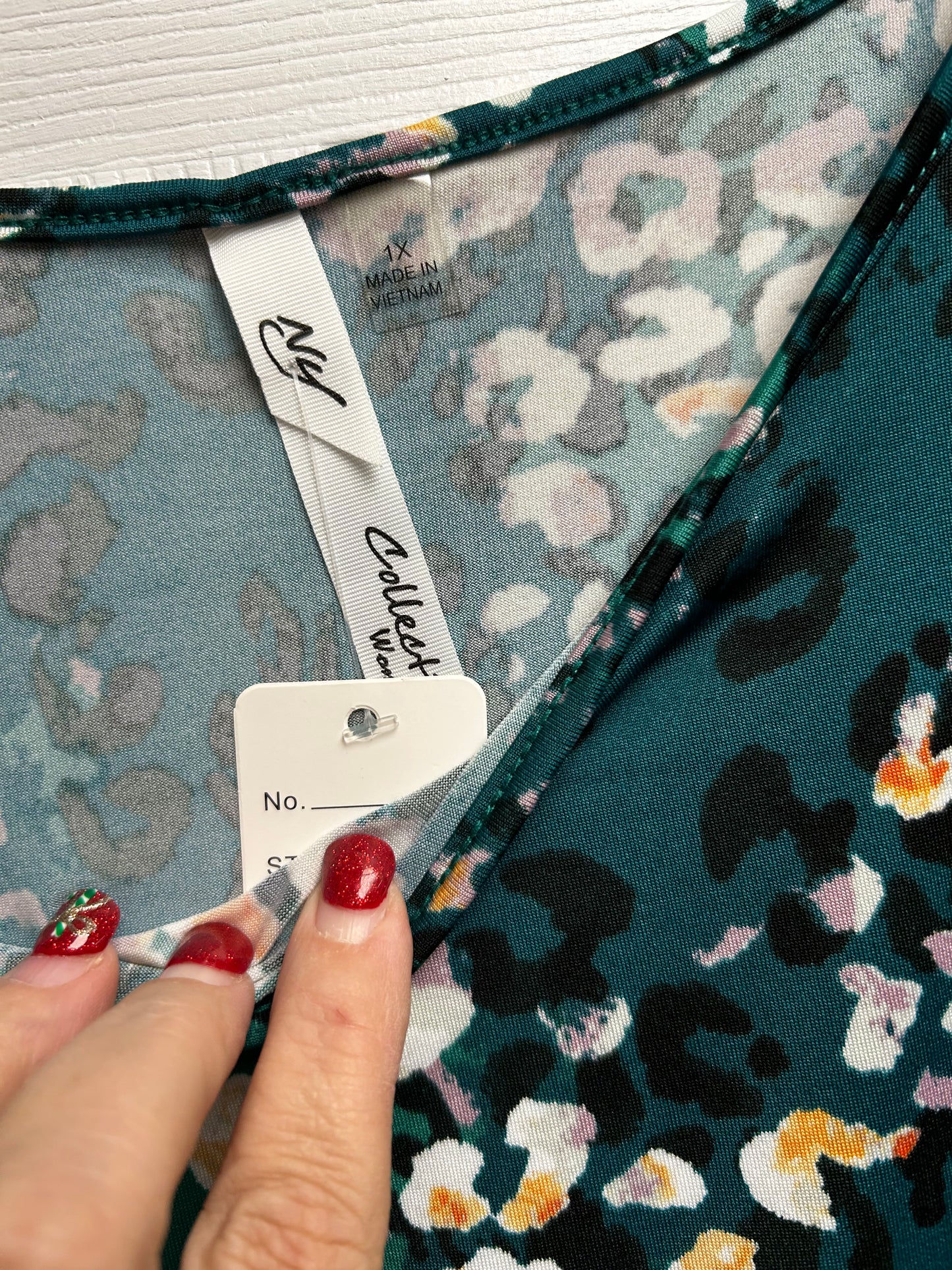 NY Collection Green Floral Blouse 1x